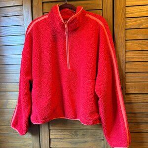 Bright Red Quarter Zip Sherpa Fleece- 2XL - like new!